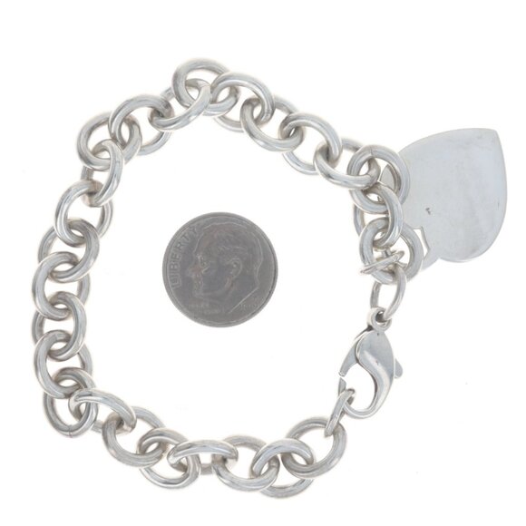 Tiffany & Co. Heart Bracelet Charm Bracelet 7 3/4" Ster 925 Engravable Starter - Picture 4 of 6